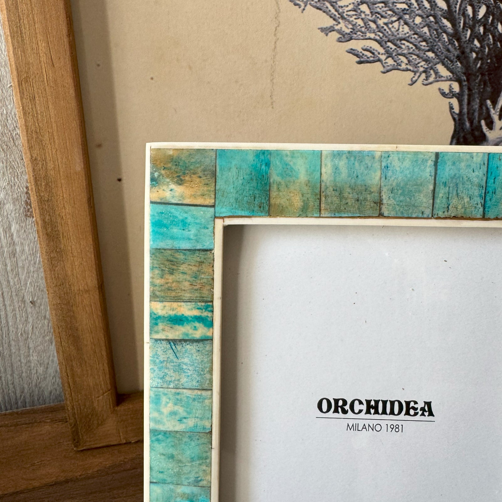 Portafoto con cornice in osso Turquoise big - OrchideaMilano1981