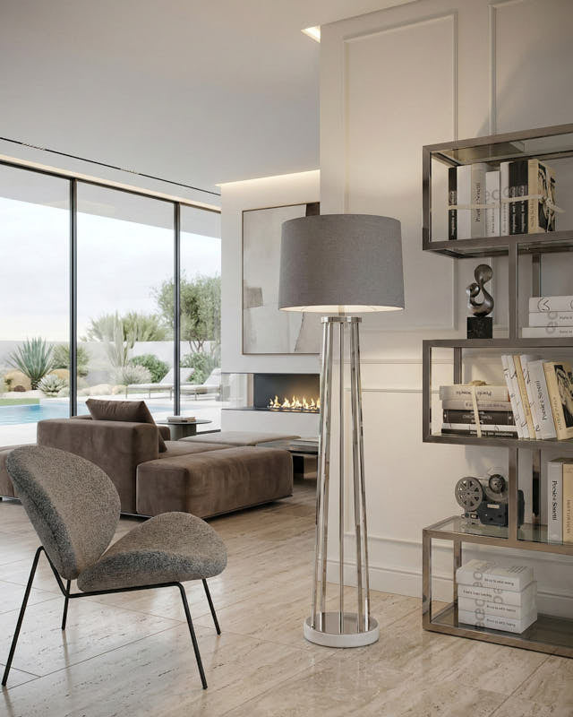 Lampada da terra in acciaio e quarzite New York Club - OrchideaMilano1981