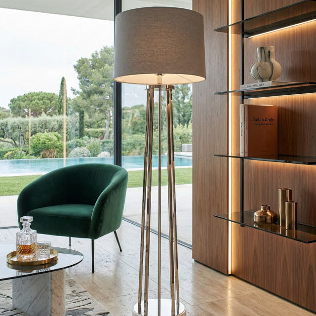 Lampada da terra in acciaio e quarzite New York Club - OrchideaMilano1981