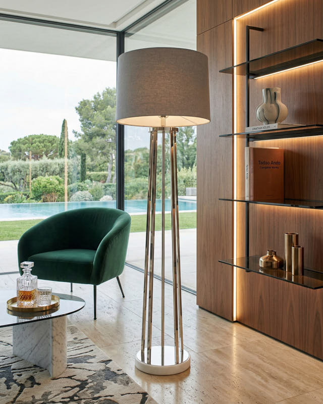 Lampada da terra in acciaio e quarzite New York Club - OrchideaMilano1981