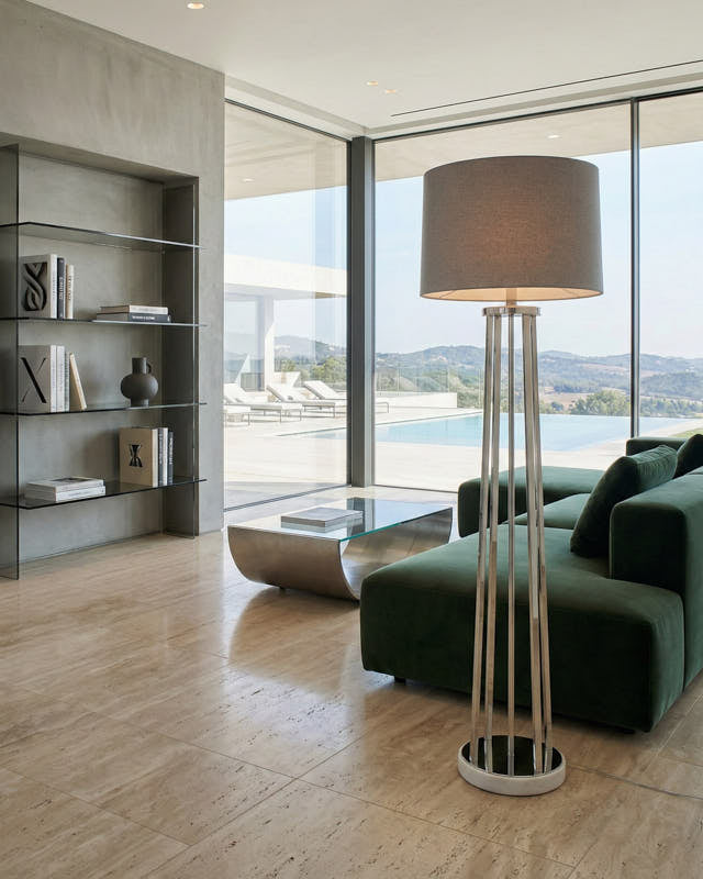 Lampada da terra in acciaio e quarzite New York Club - OrchideaMilano1981