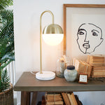 Lampada da tavolo in metallo, marmo e vetro opalino St. Germain - OrchideaMilano1981