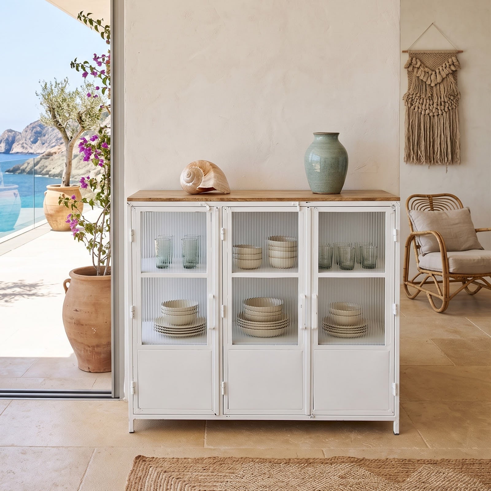 Credenza in ferro e vetro Antibes 121 cm - OrchideaMilano1981