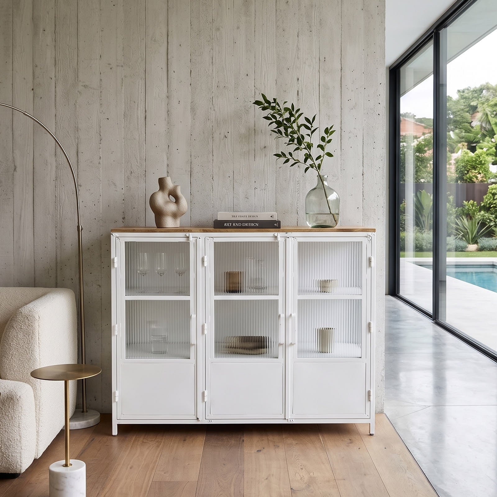 Credenza in ferro e vetro Antibes 121 cm - OrchideaMilano1981