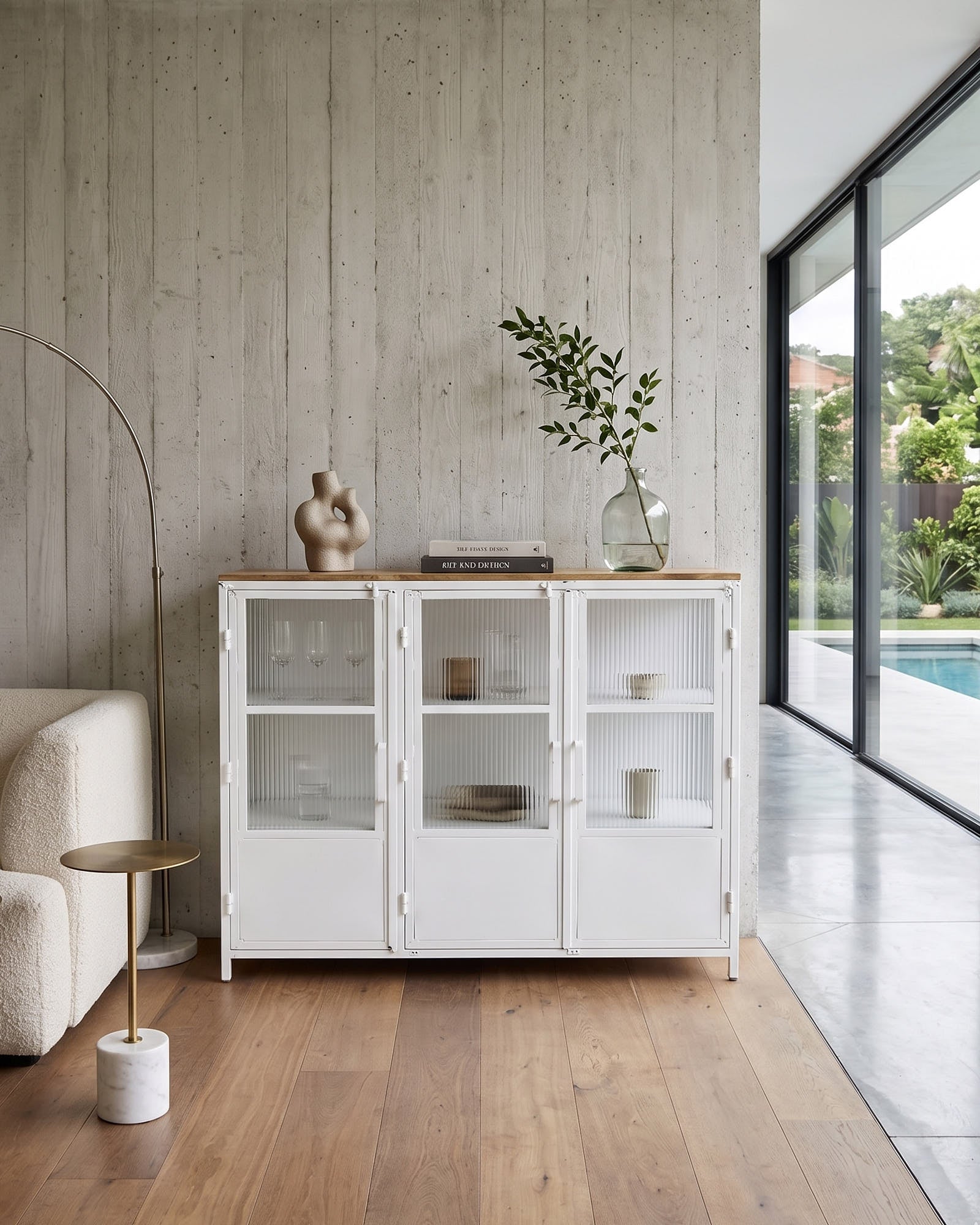 Credenza in ferro e vetro Antibes 121 cm - OrchideaMilano1981
