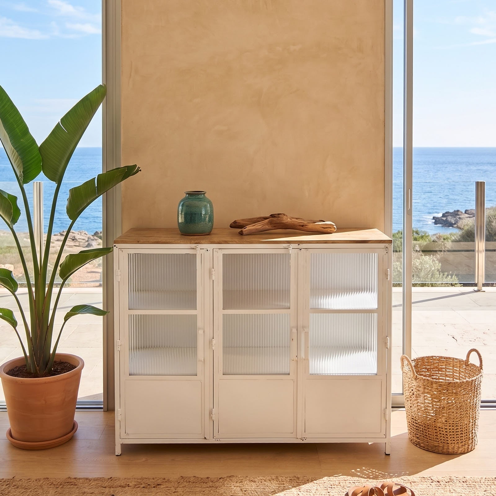 Credenza in ferro e vetro Antibes 121 cm - OrchideaMilano1981