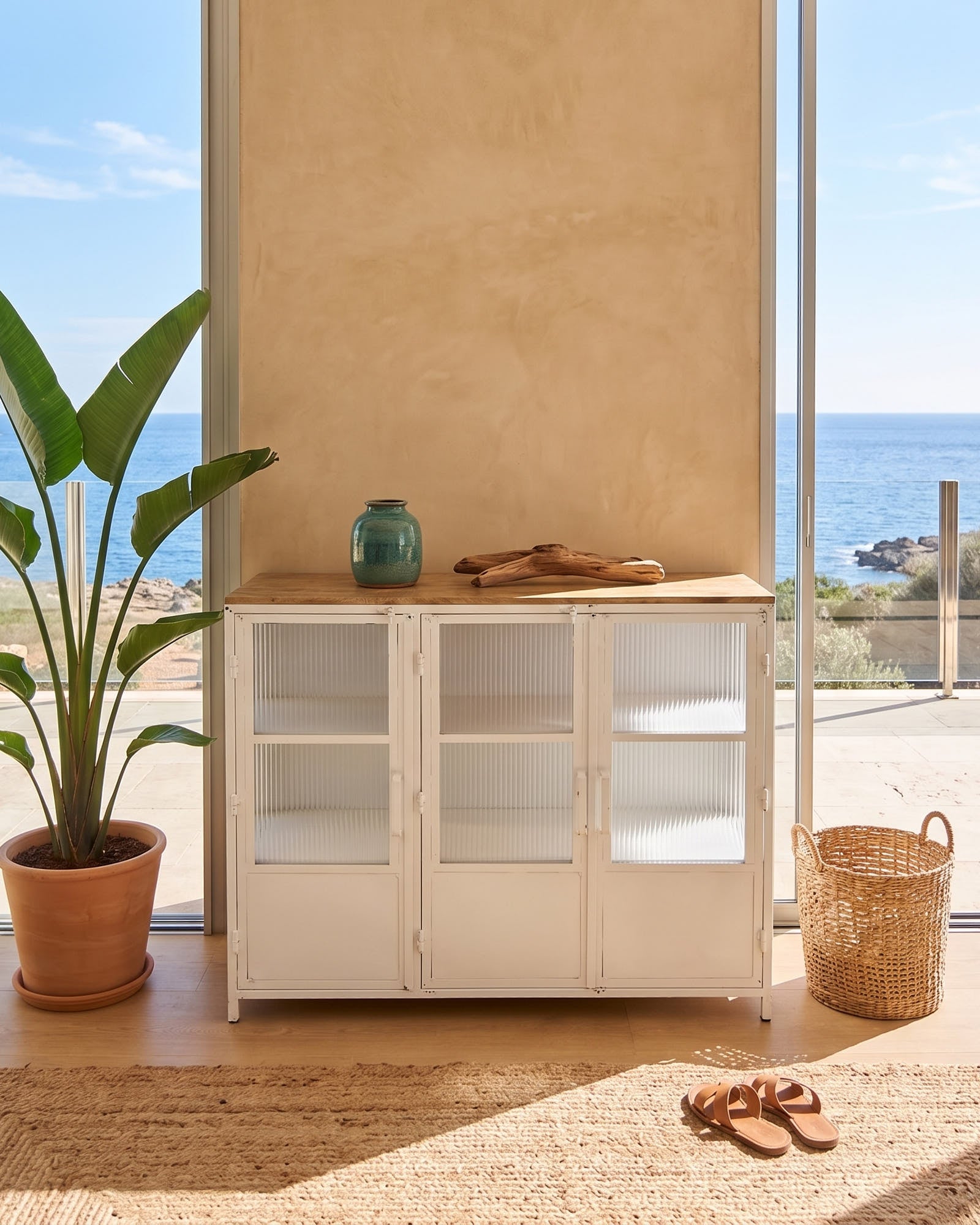 Credenza in ferro e vetro Antibes 121 cm - OrchideaMilano1981