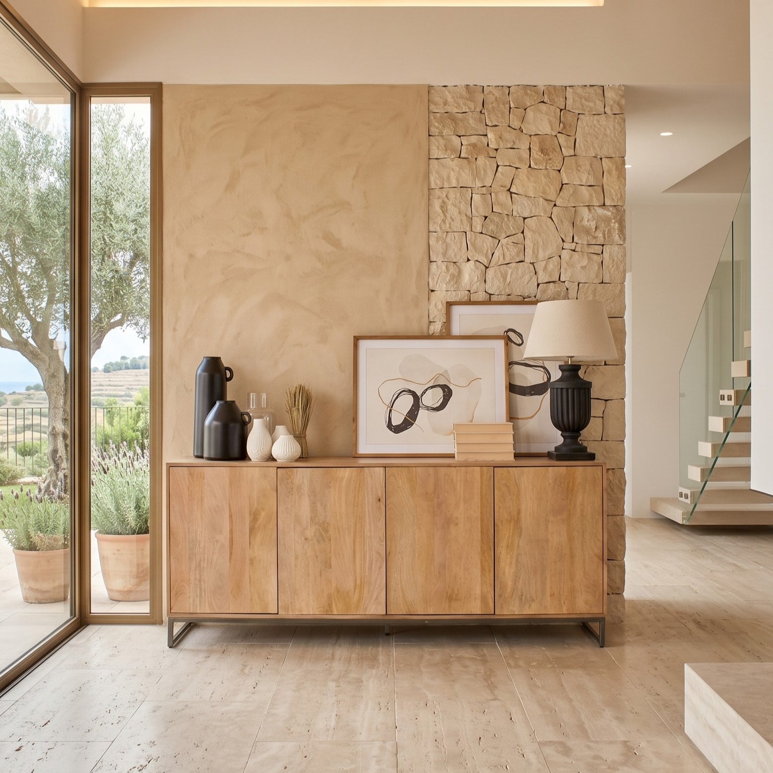 Credenza 4 ante in legno e ferro Skyline 180 cm - OrchideaMilano1981