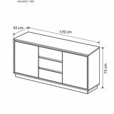 Credenza de madera maciza de roble Oakwood 170 cm