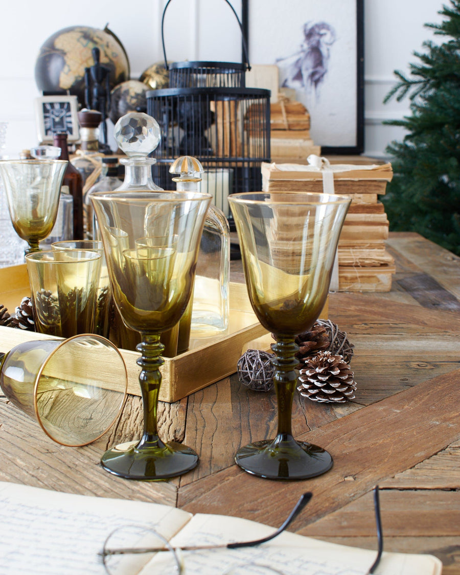 Calici in vetro con bordino in oro Green Christmas set da 6 - OrchideaMilano1981