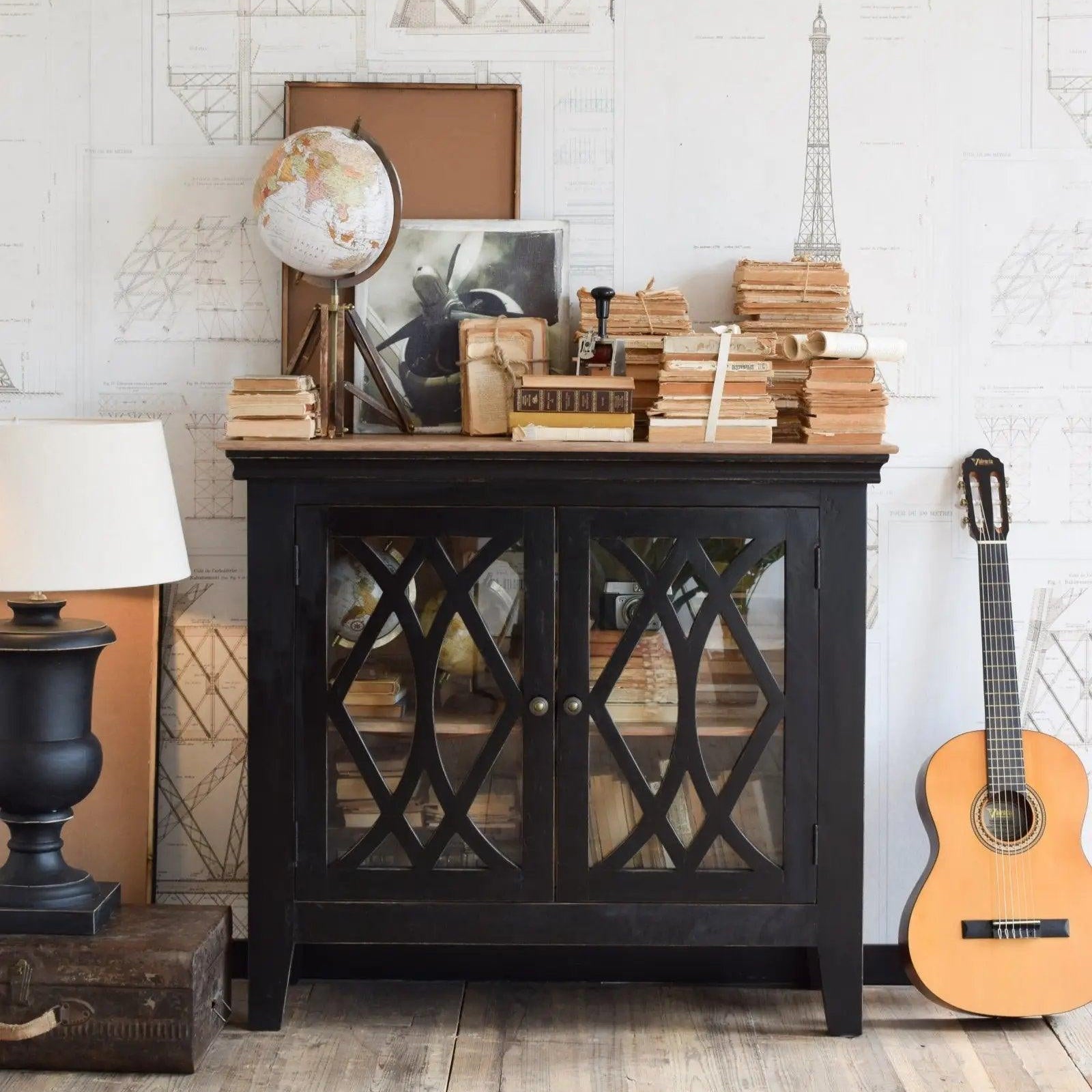 Credenza 2 ante in legno e vetro Classic Black - OrchideaMilano1981