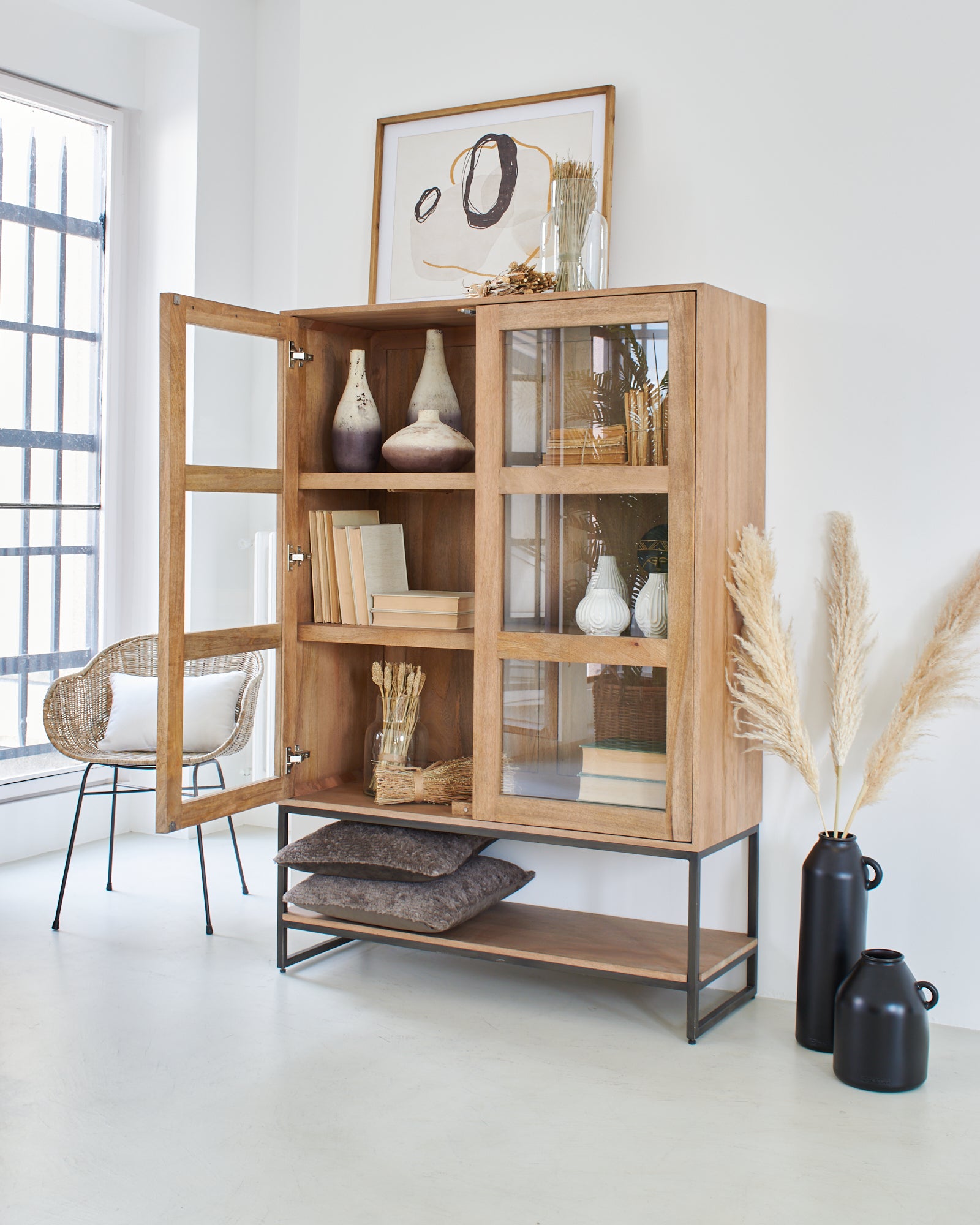 Credenza a vetri in legno e ferro Skyline - OrchideaMilano1981