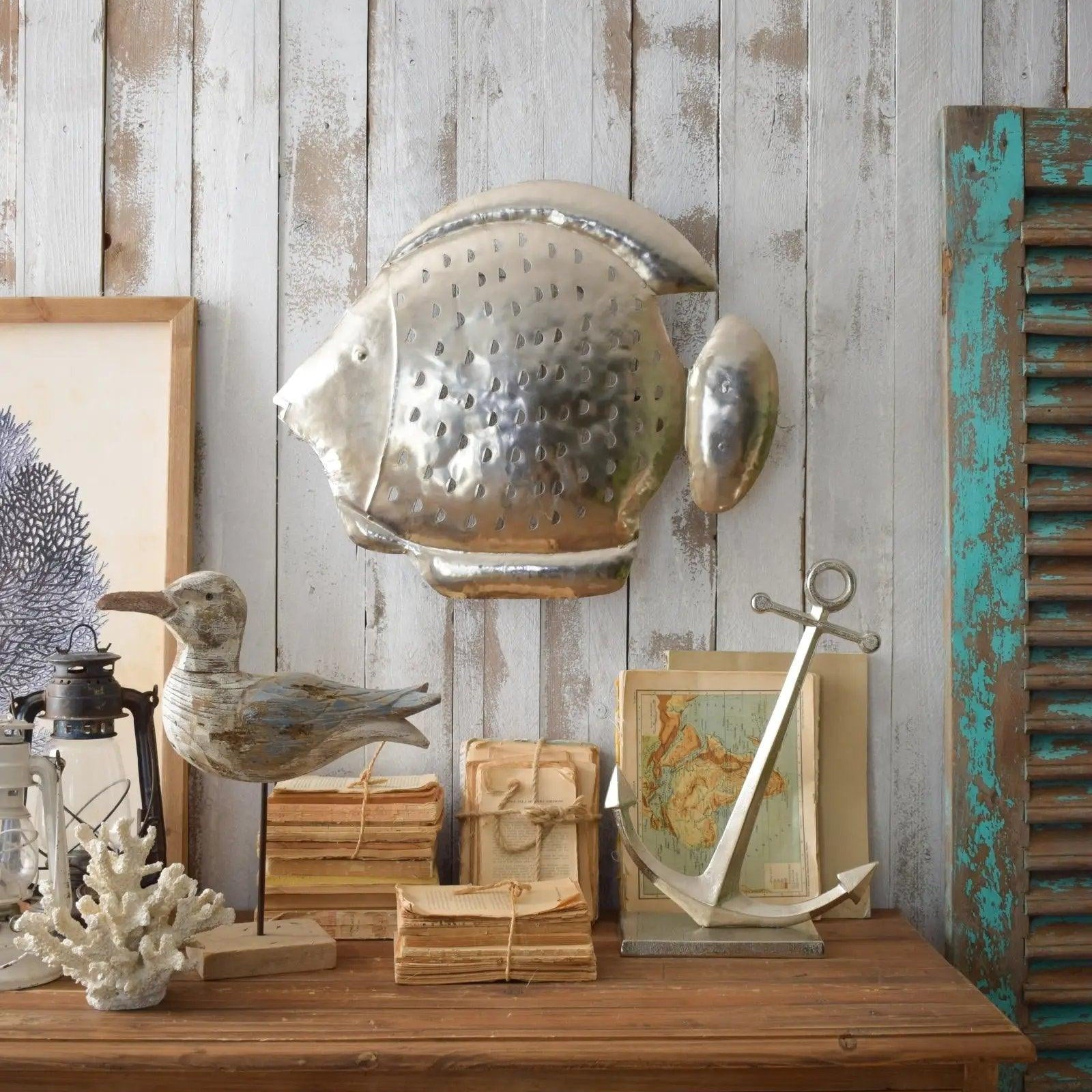 DECORAZIONE DA PARETE  FISH VINTAGE SILVER - OrchideaMilano1981
