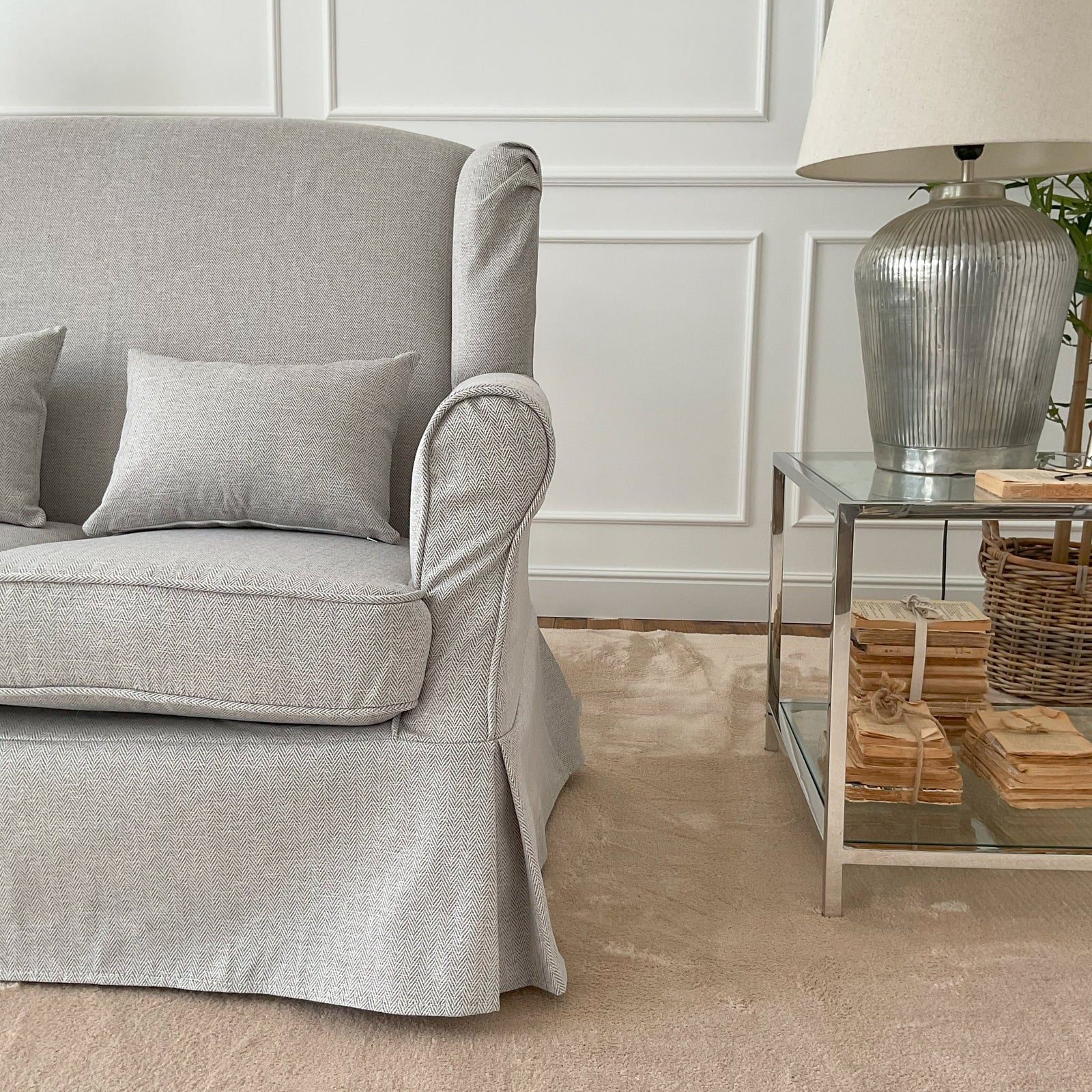 Divano 2 posti in tessuto sfoderabile White and Beige 130 cm - OrchideaMilano1981