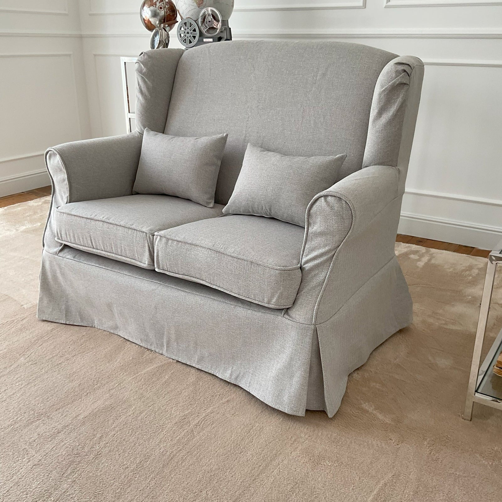 Divano 2 posti in tessuto sfoderabile White and Beige 130 cm - OrchideaMilano1981