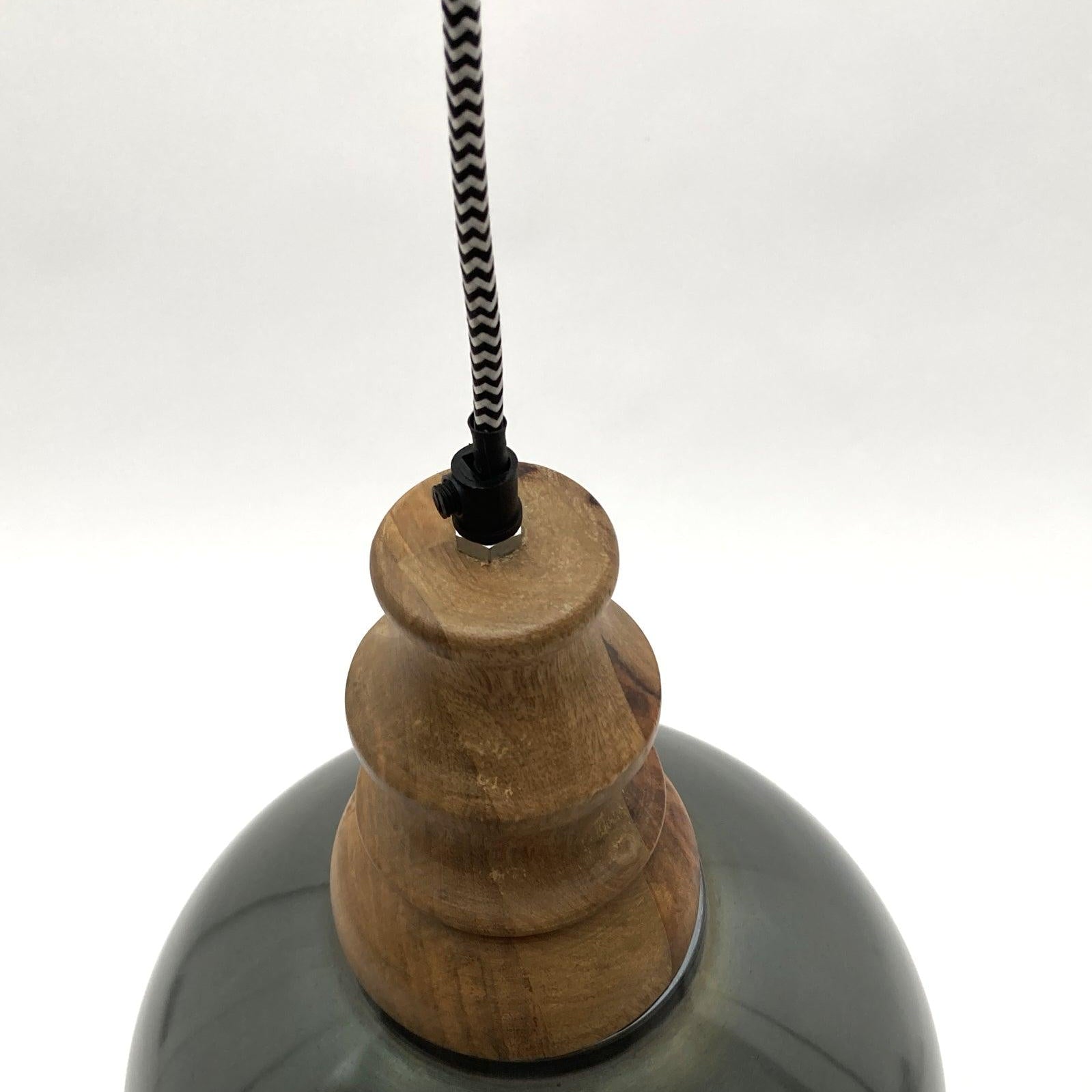 Lampadario stile industriale in metallo e legno Berlino - OrchideaMilano1981