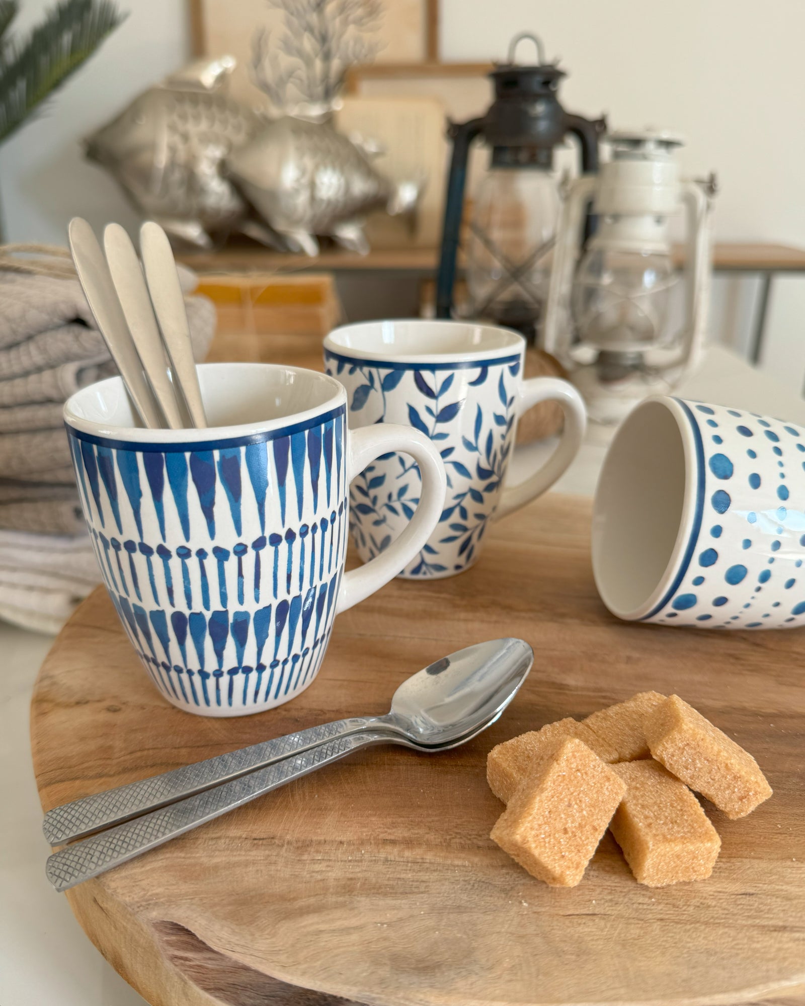 Mug in ceramica White and Blue set da 6 Orchidea Milano 1981