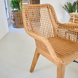 Poltroncina in legno e rattan con cuscino Antigua - OrchideaMilano1981