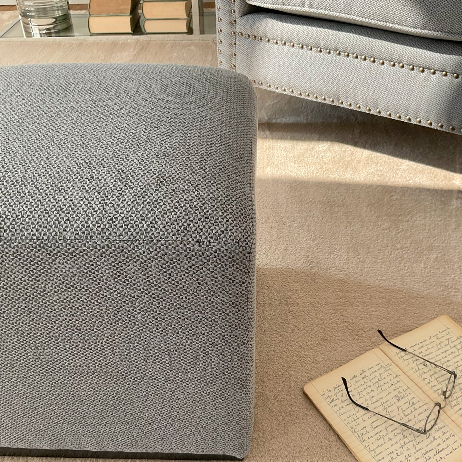 Pouf a cubo in tessuto Dark Grey - OrchideaMilano1981