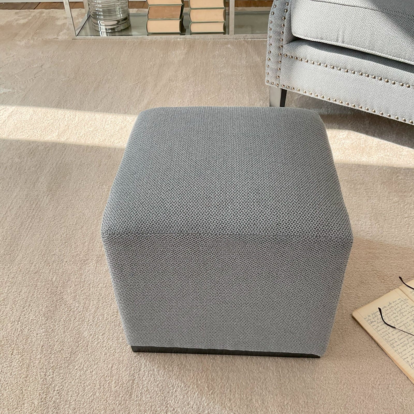 Pouf a cubo in tessuto Dark Grey - OrchideaMilano1981