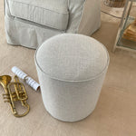 Puff rotondo in tessuto White and Beige - OrchideaMilano1981