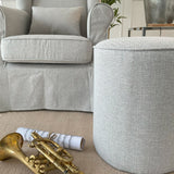 Puff rotondo in tessuto White and Beige - OrchideaMilano1981