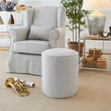 Puff rotondo in tessuto White and Beige - OrchideaMilano1981