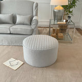 Puff rotondo in tessuto White and Beige - OrchideaMilano1981