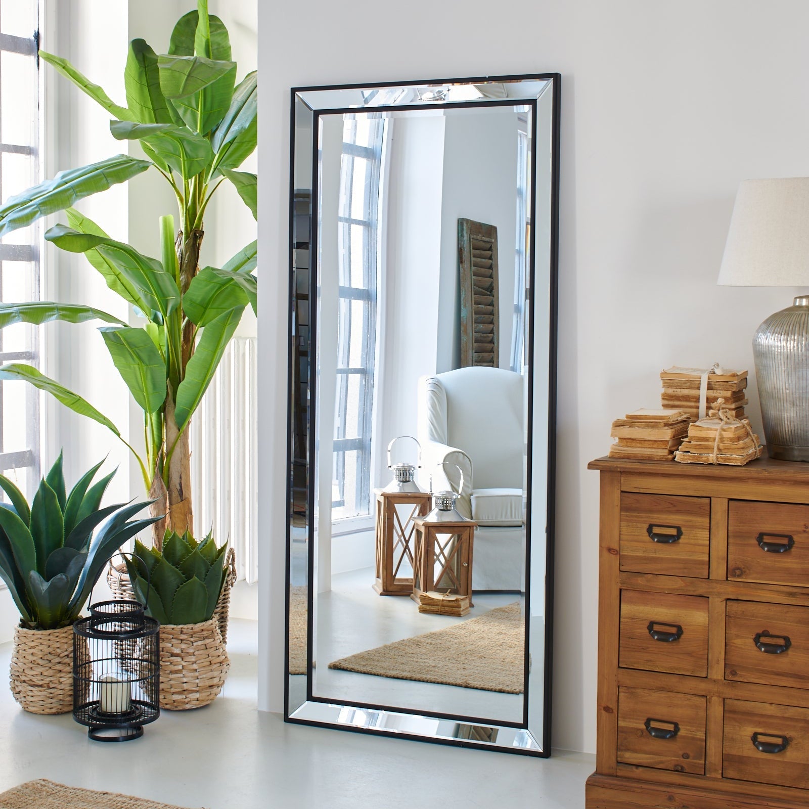 Specchiera con cornice in specchio e legno a figura intera Living Style Edge - OrchideaMilano1981