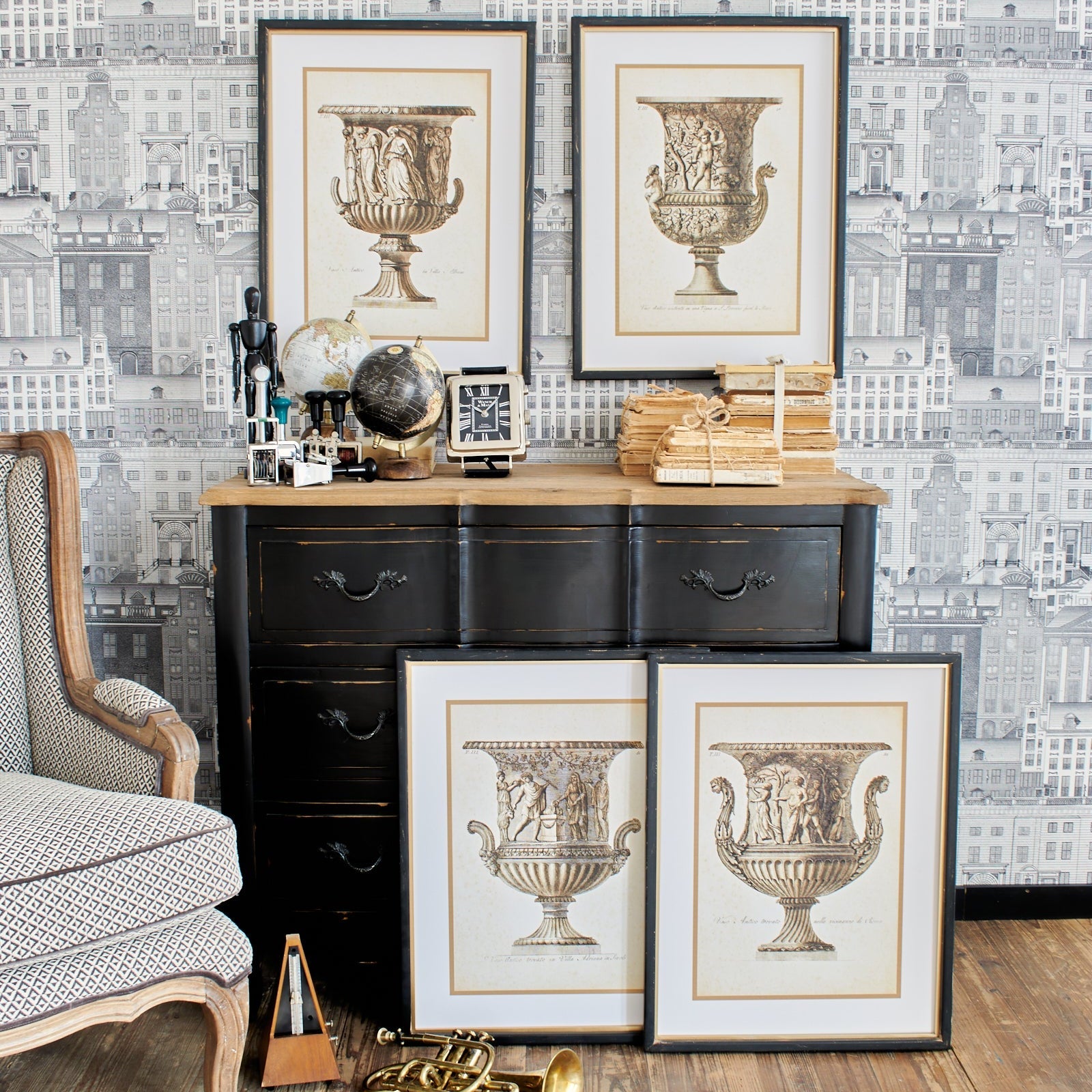 Stampe con cornice in legno Architectural set di 4 - OrchideaMilano1981