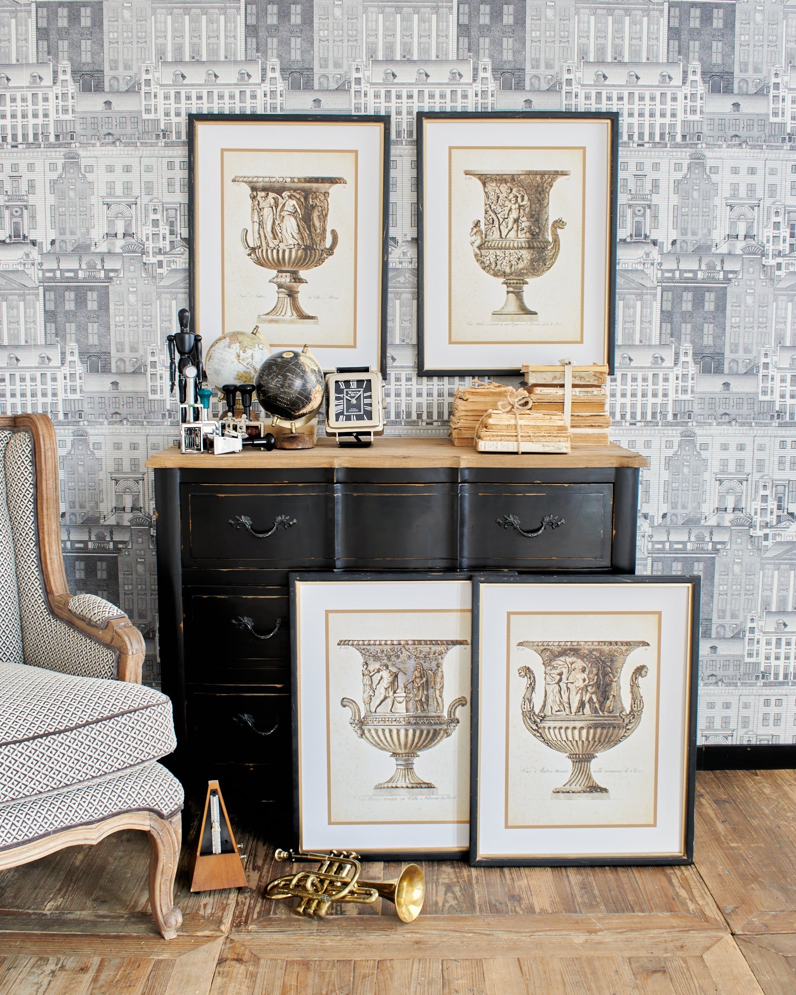 Stampe con cornice in legno Architectural set di 4 - OrchideaMilano1981