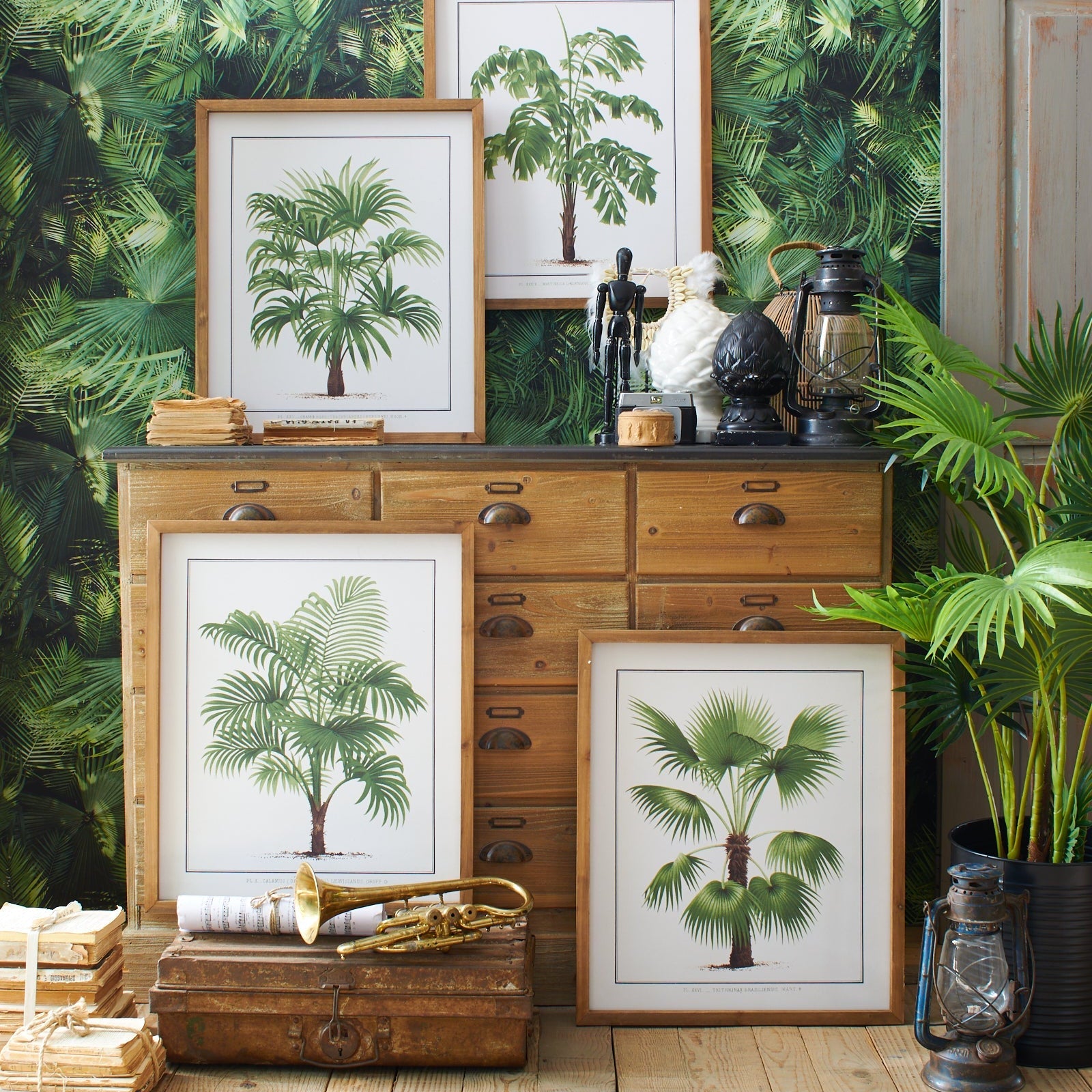 Stampe con cornice in legno Palm Tree set da 4 - OrchideaMilano1981