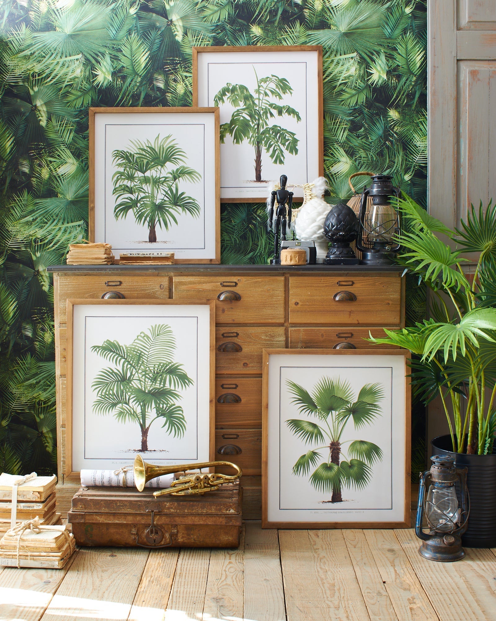 Stampe con cornice in legno Palm Tree set da 4 - OrchideaMilano1981