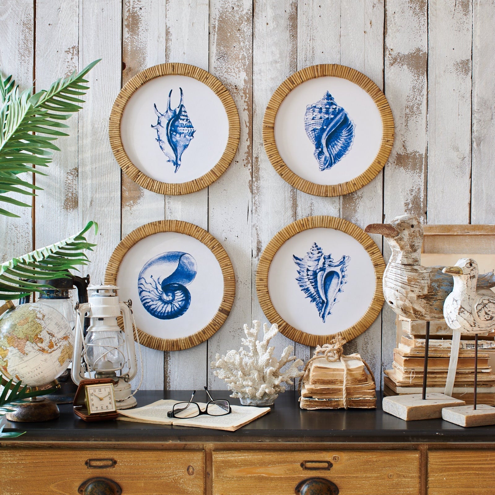 Stampe con cornice in rattan Coastal Mood set da 4 - OrchideaMilano1981