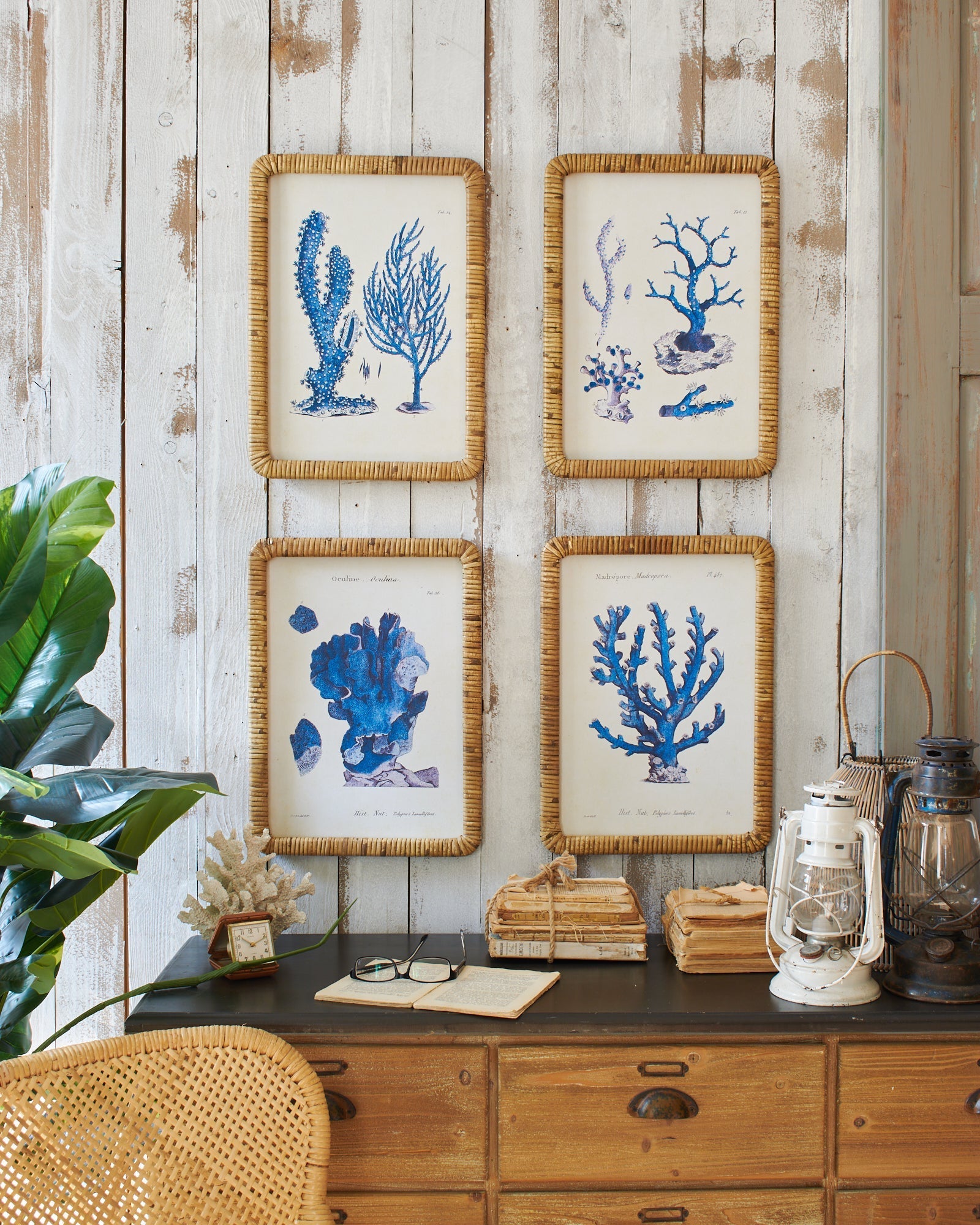 Stampe con cornice in rattan Coastal Mood set da 4 - OrchideaMilano1981