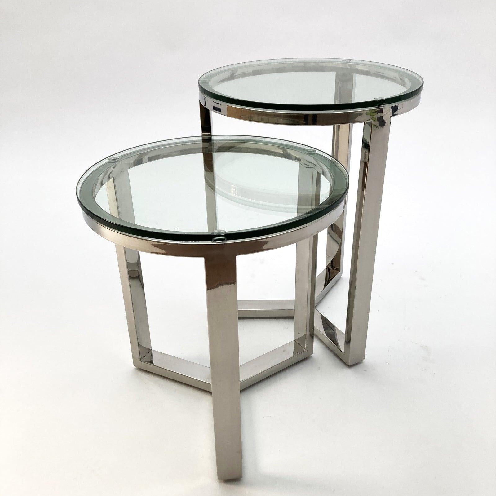 Tavolini rotondi a nido in acciaio e vetro Vanderbilt Avenue set da 2 - OrchideaMilano1981