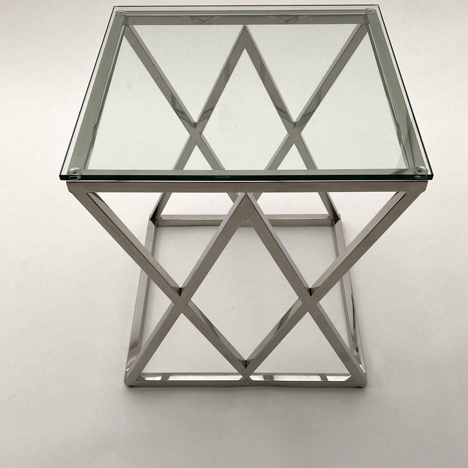 Tavolino da salotto quadrato in acciaio e vetro Madison Avenue 50 cm - OrchideaMilano1981