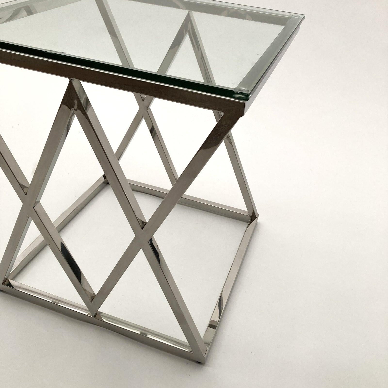 Tavolino da salotto quadrato in acciaio e vetro Madison Avenue 50 cm - OrchideaMilano1981