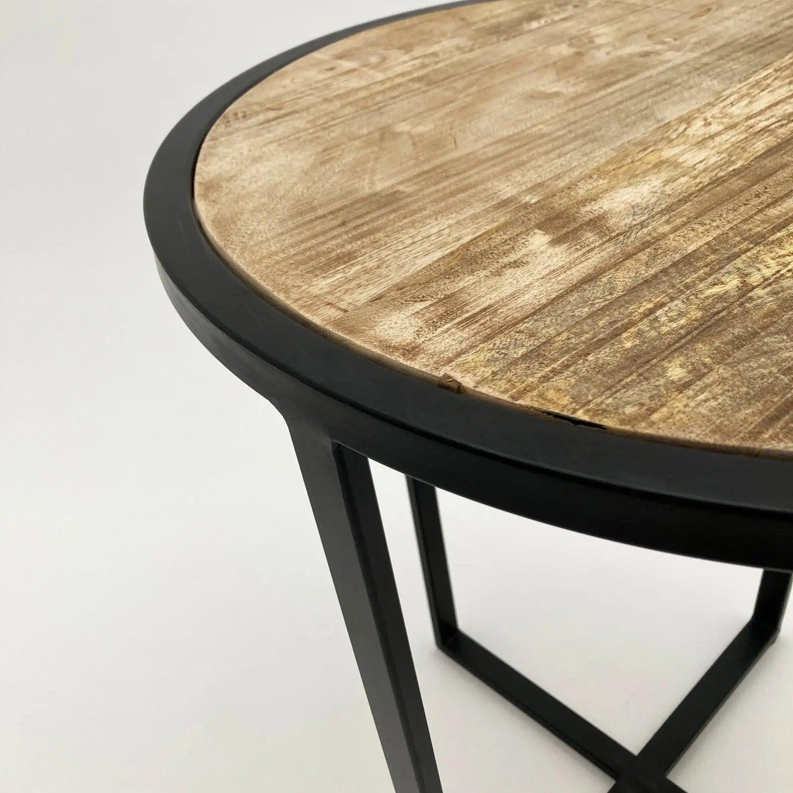 Tavolino rotondo moderno in legno e ferro Utility 52 cm - OrchideaMilano1981