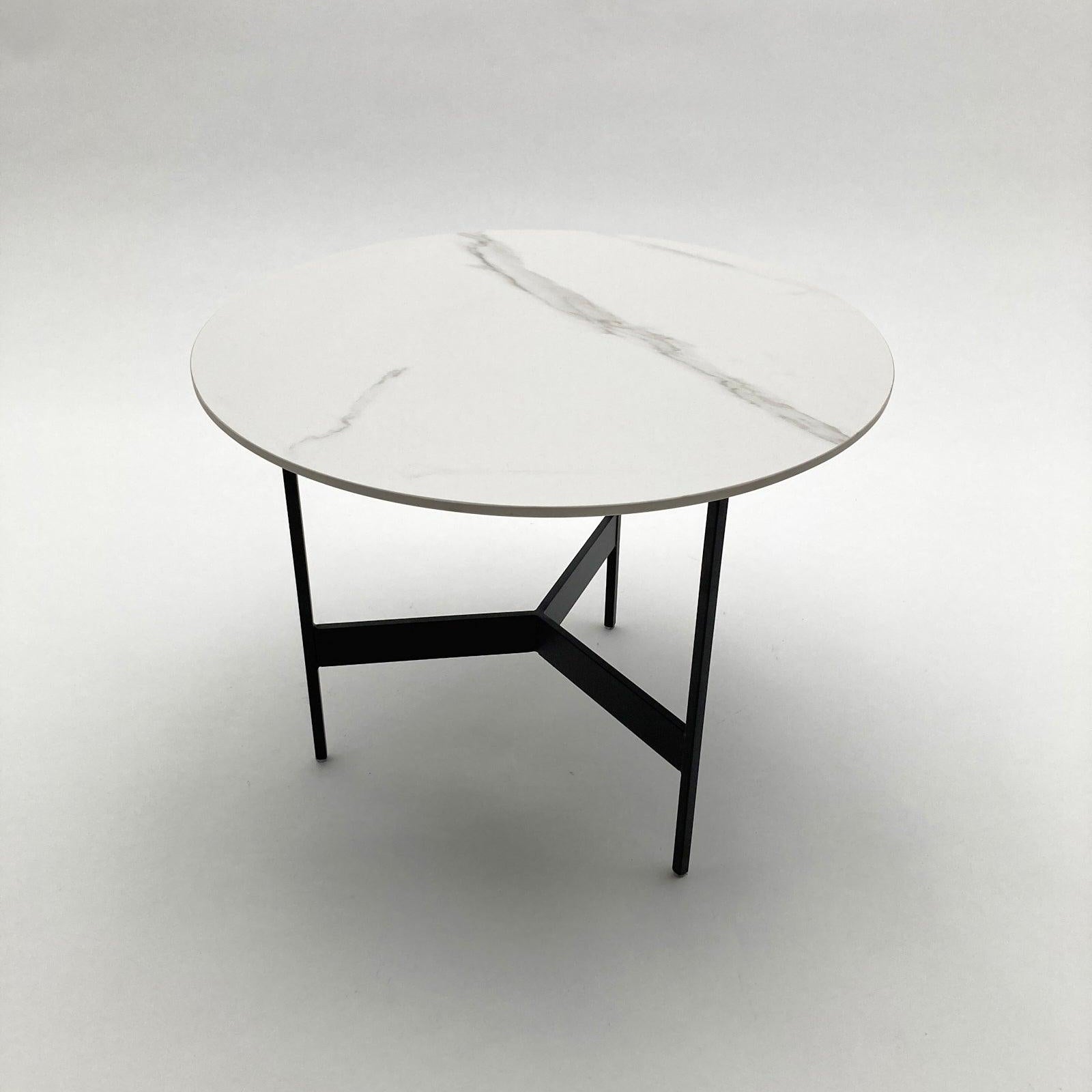 Tavolino rotondo da salotto moderno in quarzite e ferro Black Living Small 50 cm - OrchideaMilano1981
