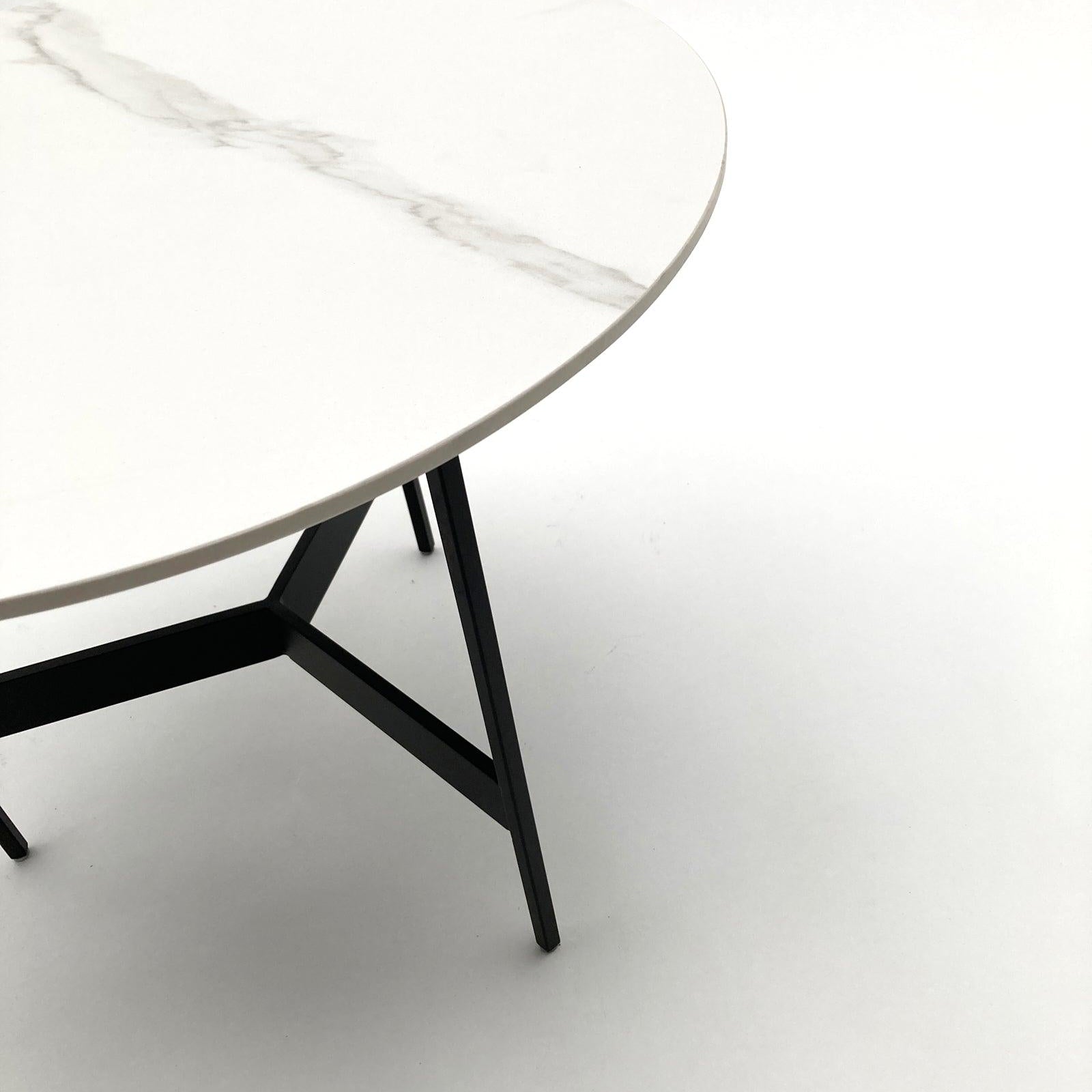 Tavolino rotondo da salotto moderno in quarzite e ferro Black Living Small 50 cm - OrchideaMilano1981