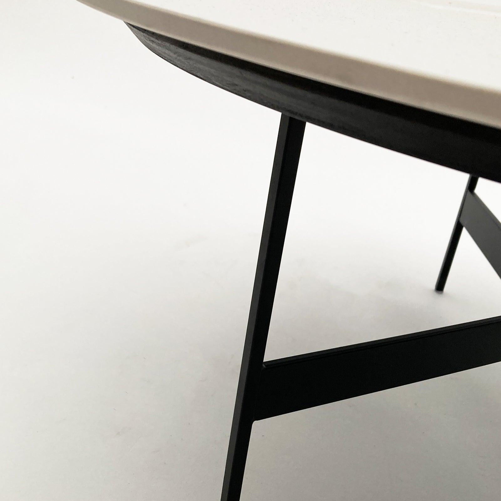 Tavolino rotondo da salotto moderno in quarzite e ferro Black Living Big 78 cm - OrchideaMilano1981