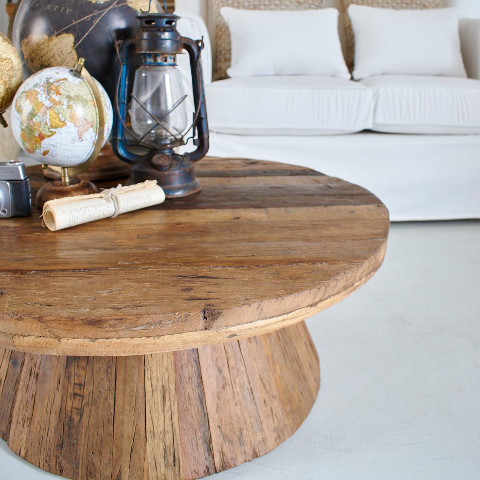 Tavolino rotondo moderno in legno Raw Big 80 cm - OrchideaMilano1981