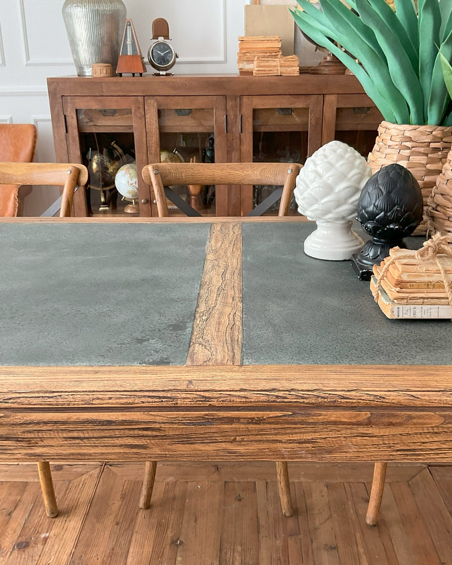Tavolo rettangolare in legno con top in zinco Chateau - OrchideaMilano1981