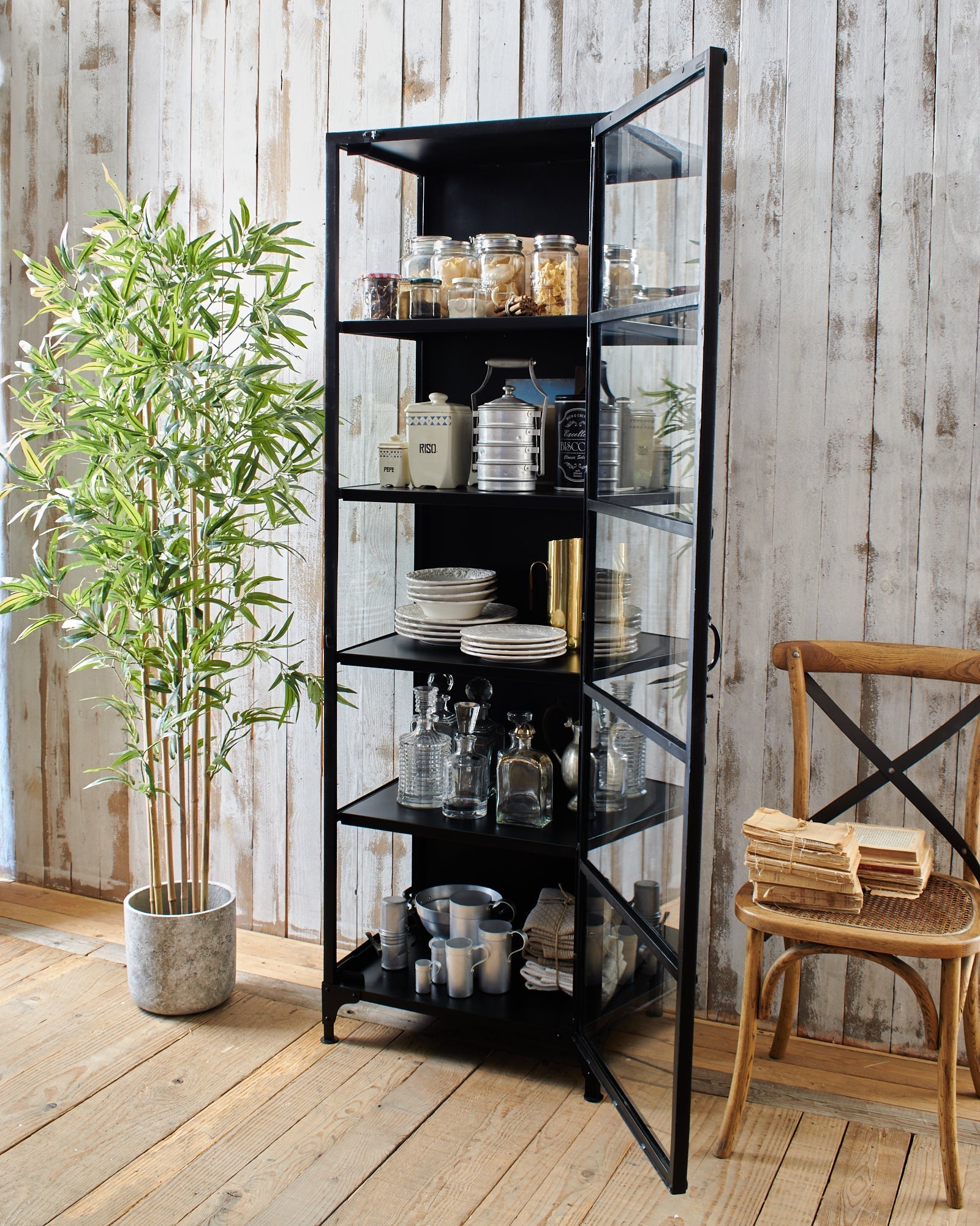 Vetrina industriale in ferro e vetro Antique Black - OrchideaMilano1981