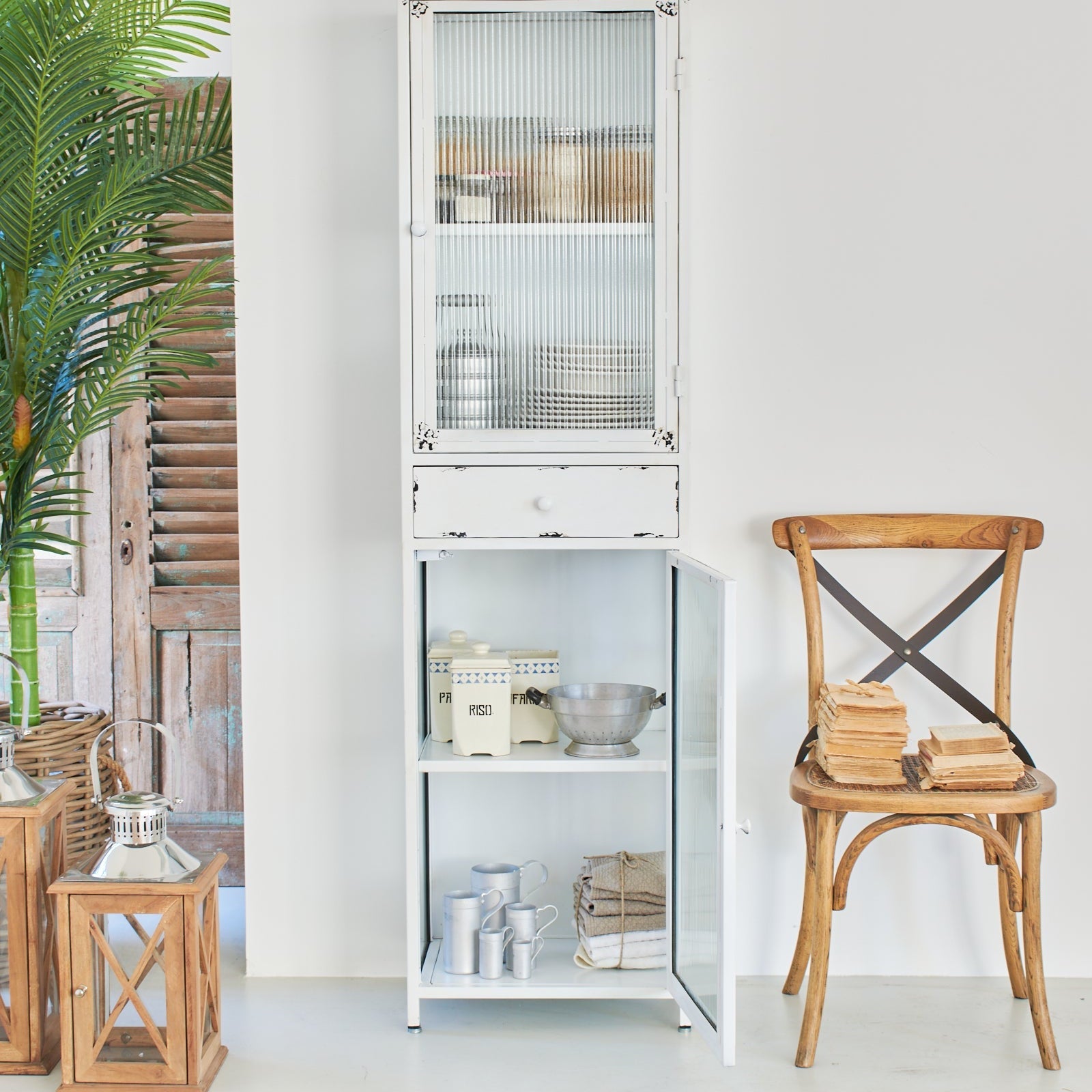 Vetrina in ferro e vetro Antique White 51 cm - OrchideaMilano1981
