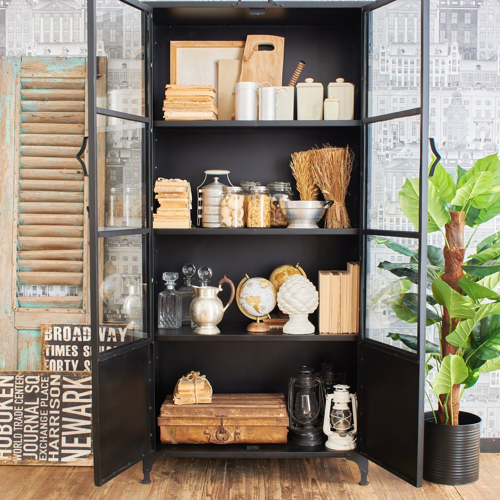 Vetrina industriale in ferro e vetro Antique Black 90 cm - OrchideaMilano1981